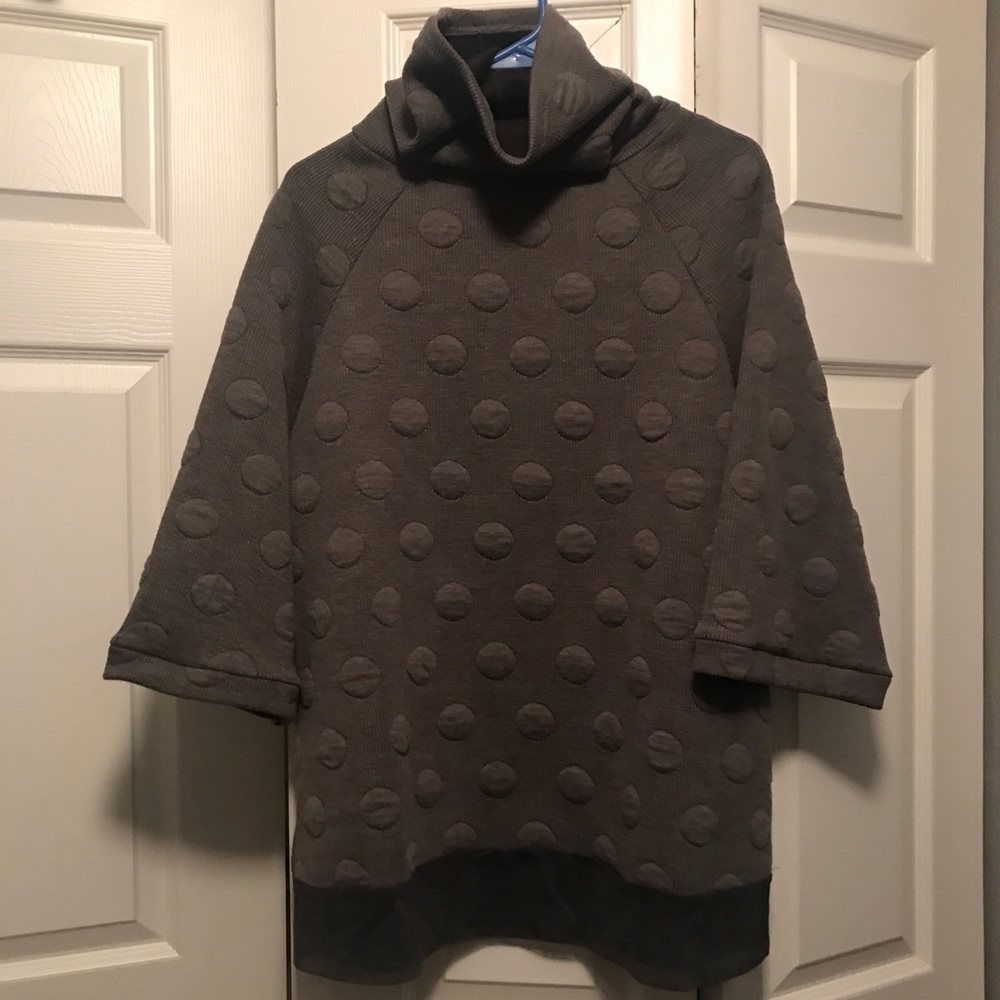 Tulle-lined Polka Dotted Turtleneck Sweater